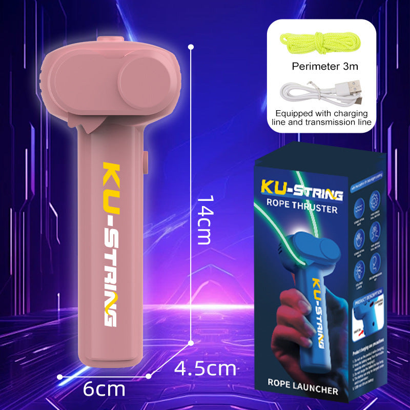 Cross-border Glow-in-the-Dark Yarn Gun Electric Rope Launcher High-Speed Rope Ejector Educational Shooting Stress-Relief Toy Drop Shipping Wholesale