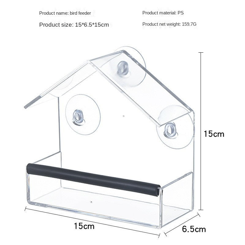 Plastic Bird Cage Outdoor Adhesive Hummingbird Feeder Full View Transparent Organic Glass Bird Nest