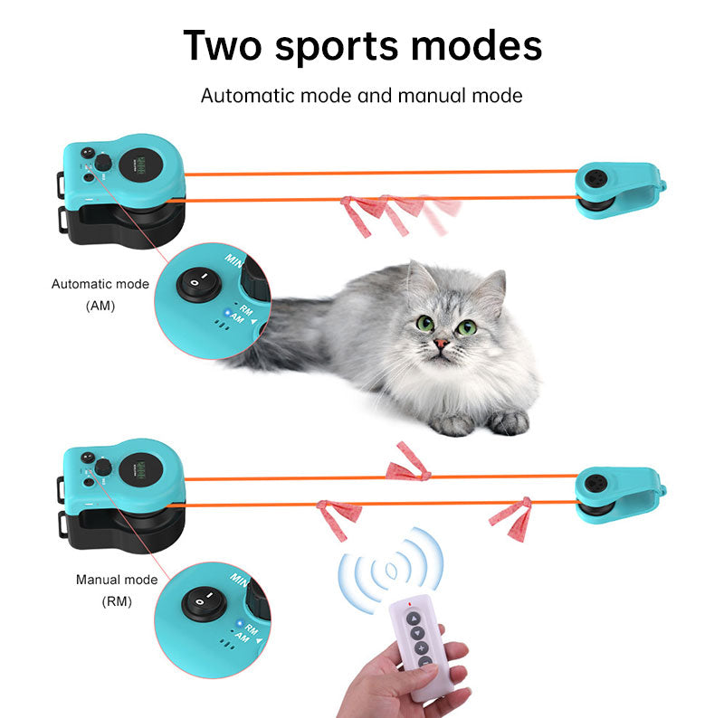 Automatic/Remote Control Cat Toys, Interactive Cat Exercise Wheel with Adjustable Speed, Simulated Hunting Toy for Indoor Cats