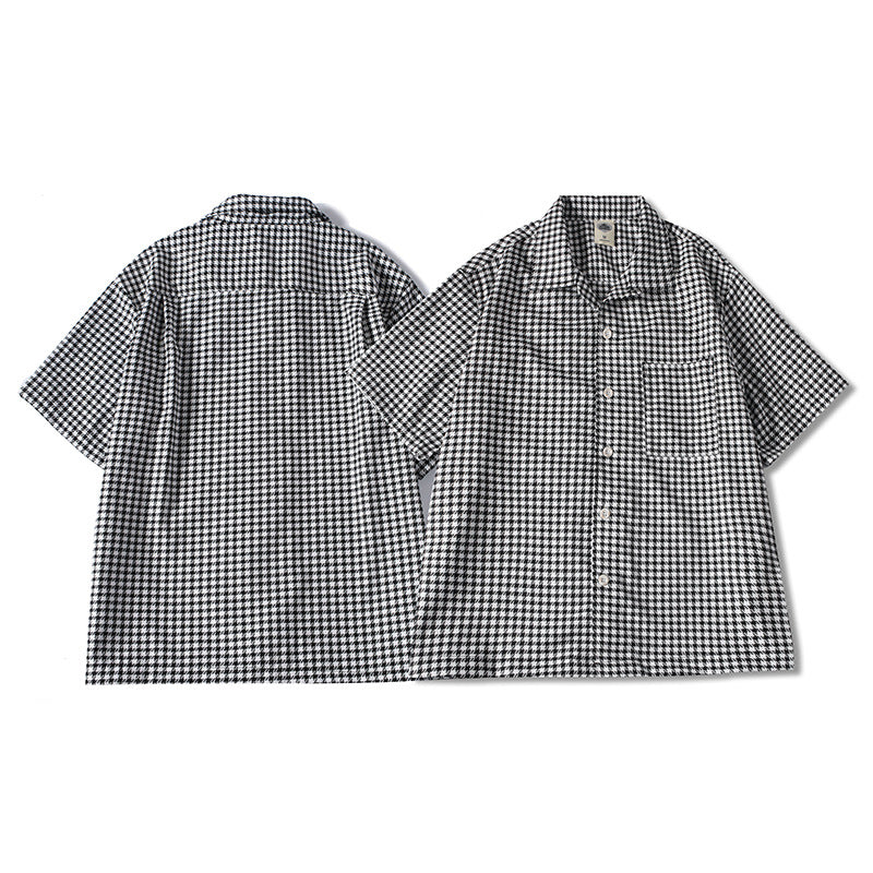 Checkered Cuban Collar Short Sleeve Shirt Men's Relaxed Cool Casual Dress Shirt