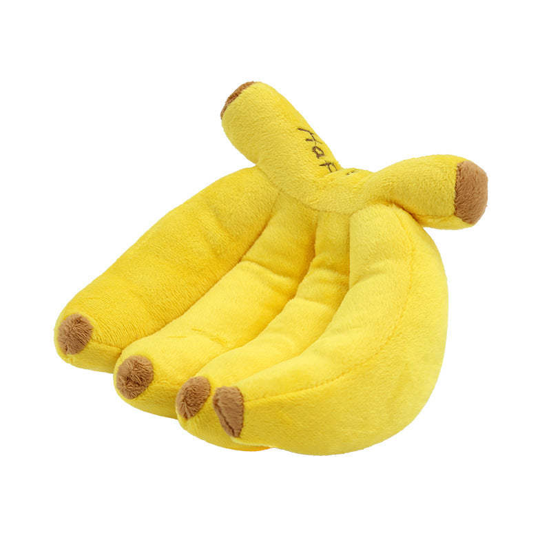 Dog makes noises and chews on plush banana toys fun and entertaining toy for dogs to relieve boredom