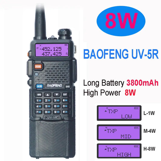 Baofeng UV-5R 3800mAh Big Battery 8W Walkie Talkie