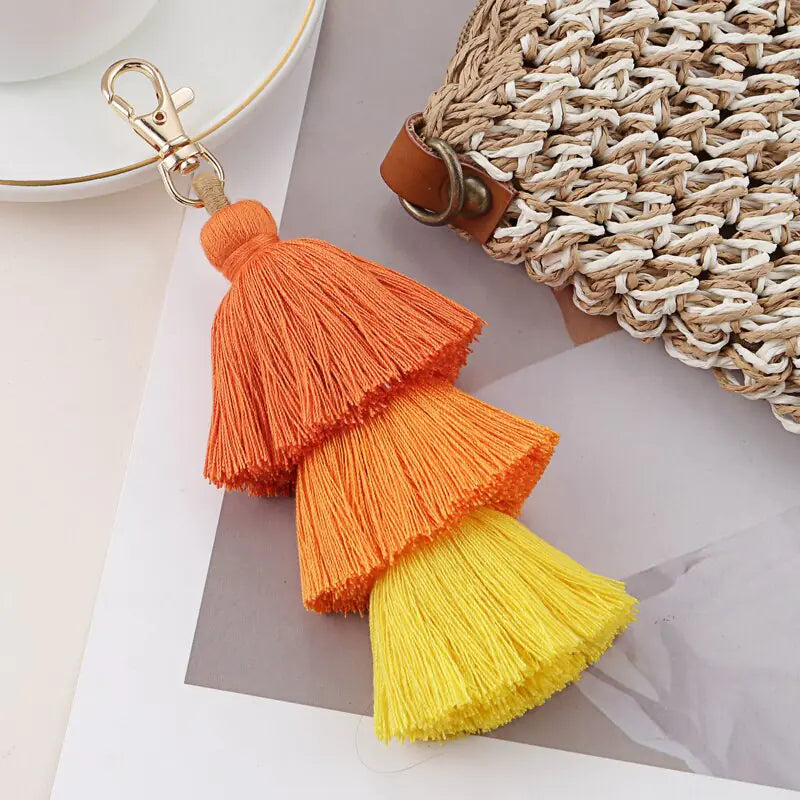 Multicolor Handmade Layered Tassel Keychain