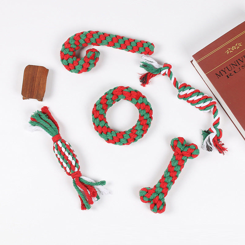 Pet Toys Christmas Series Christmas Combination Cotton Rope Toys Teeth Cleaning Teeth Grinding Dog Toys