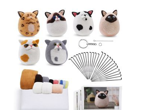 Wool felt poke poke le handmade DIY material bag cat and dog series set animal felt