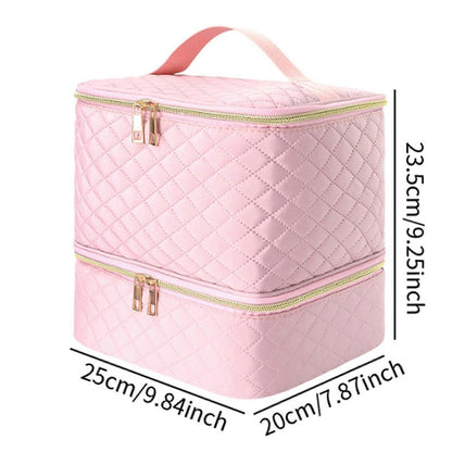 Portable 30-Compartment Nail Organizer Case with Polish & Oil Bags, All-in-One Manicure Tools & Cosmetic Storage Kit