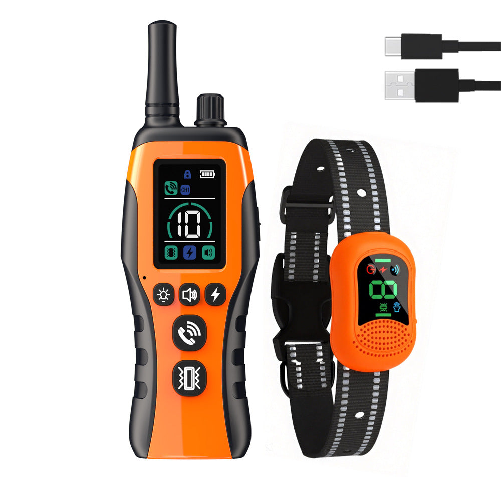 Colour screen 2000m remote-controlled static dog trainer anti-bark device