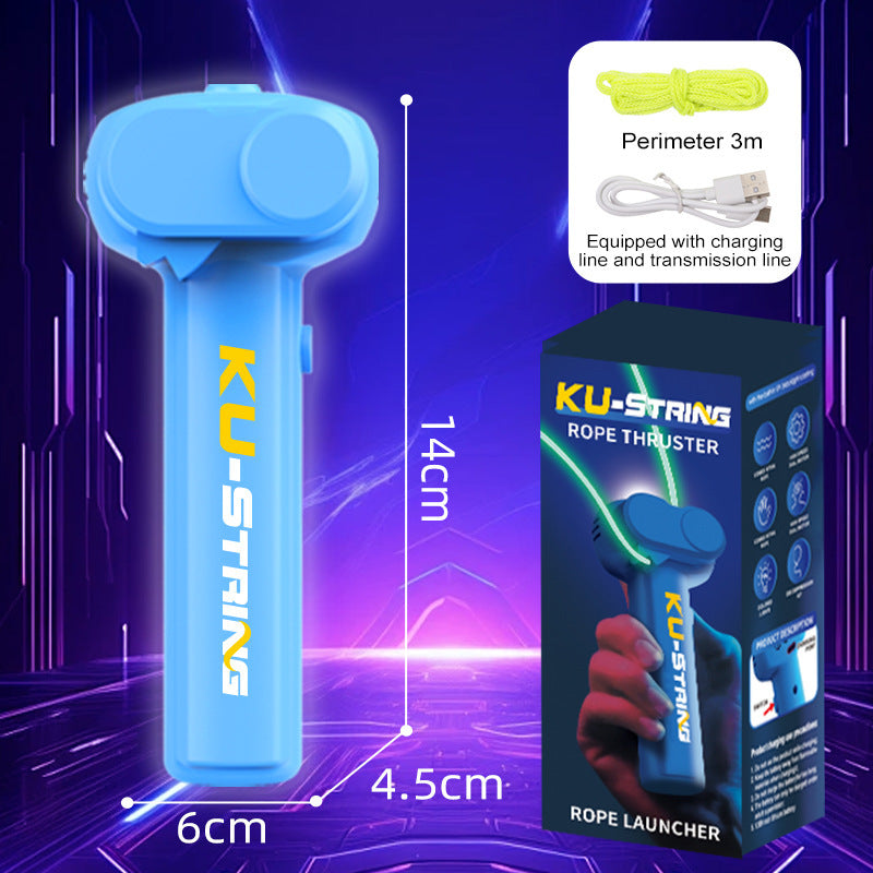 Cross-border Glow-in-the-Dark Yarn Gun Electric Rope Launcher High-Speed Rope Ejector Educational Shooting Stress-Relief Toy Drop Shipping Wholesale