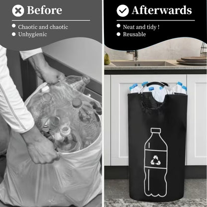 Large-Capacity 82L Storage Basket with Aluminum Handles, Foldable Recycling Bin & Wastewater Collection Bag