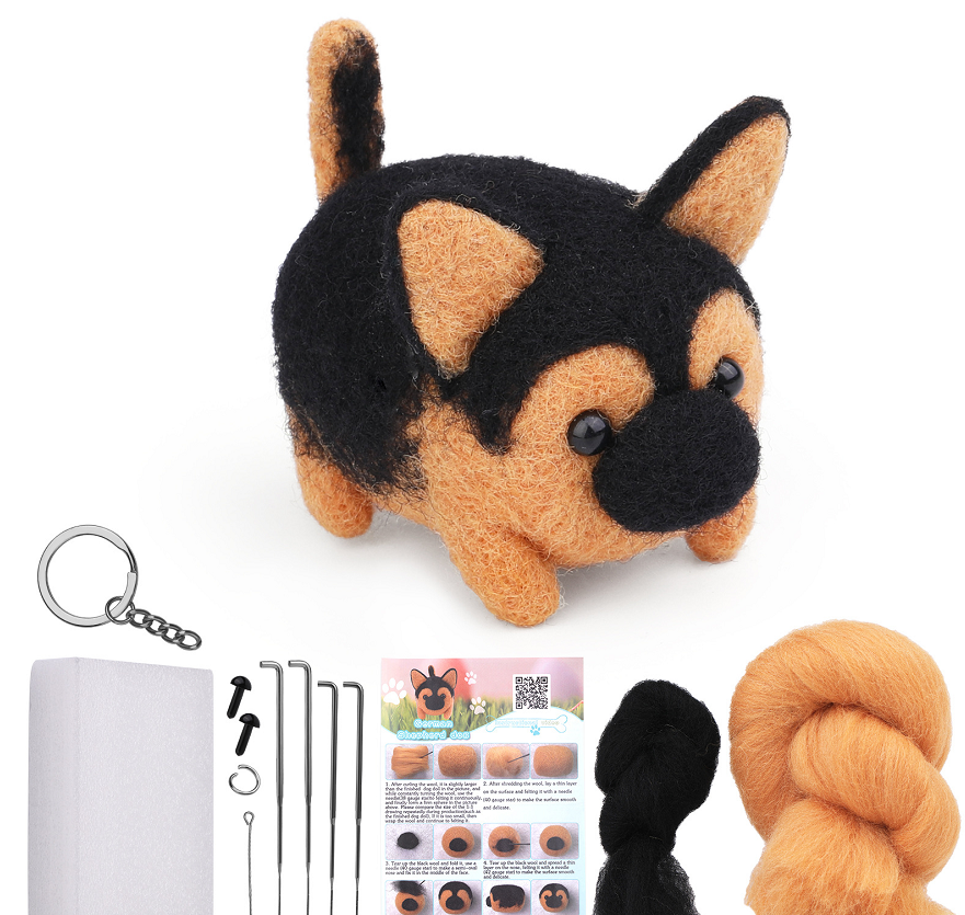 Wool felt poke poke le handmade DIY material bag cat and dog series set animal felt