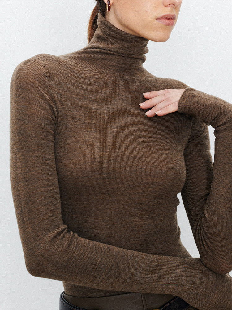 Minimalist Wool Seamless Knit  Base Layer Top Long Sleeve