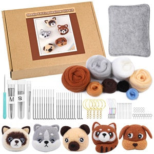 Wool felt poke poke le handmade DIY material bag cat and dog series set animal felt