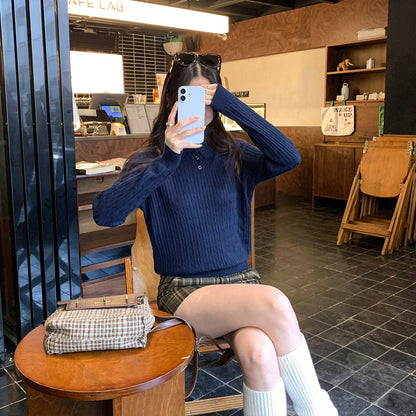 High-Neck Knit Sweater for Women, Slim Fit, Long Sleeve