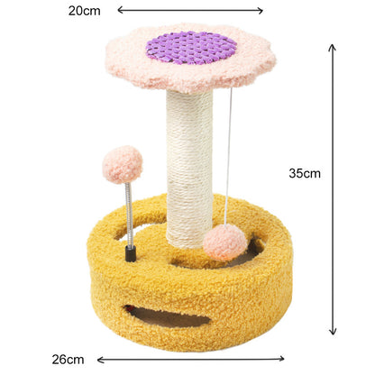 Sunflower Cat Tree – Small Cat Climbing Tower with Scratch Posts & Ball Toy