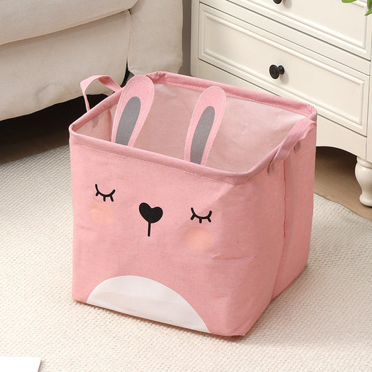 Fabric Cartoon Kids' Toy Storage Bin, Foldable Clothing Organizer & Laundry Hamper, Creative Living Room Storage Basket
