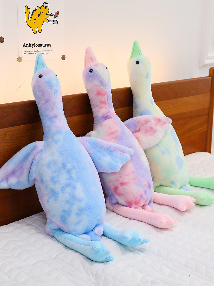 Colorful Goose Plush Pillow Long Body Sleeping Stuffed Animal Soft Toy Doll Pillow Birthday Gift