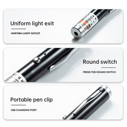 2-in-1 Detachable Mini Green Laser Pointer with Portable Lamp Holder, Visible Focus for Hunting, Teaching, and Presentations