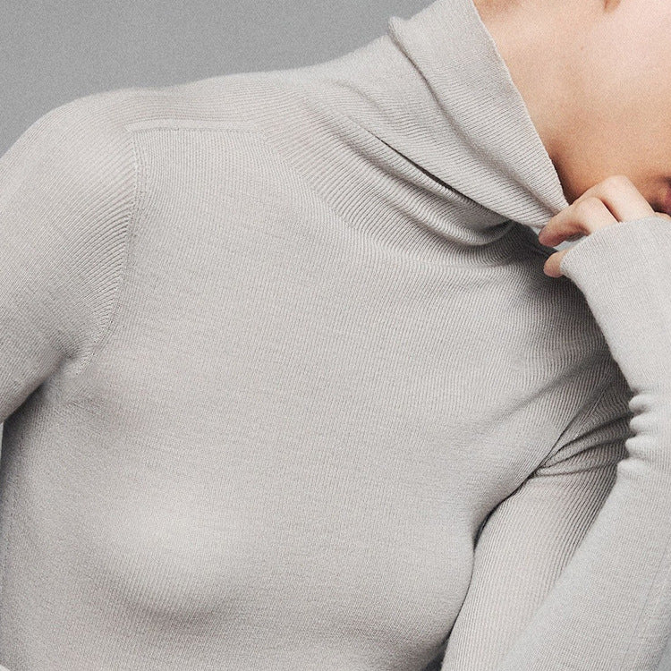 Minimalist Wool Seamless Knit  Base Layer Top Long Sleeve