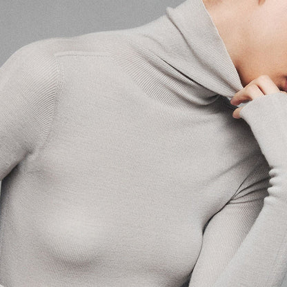 Minimalist Wool Seamless Knit  Base Layer Top Long Sleeve