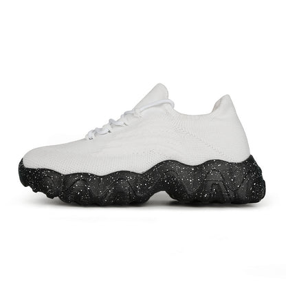 Daily Sporty Women's Shoes Cross-border New Summer Elevated Big Size Knitted Shoes Couple Style