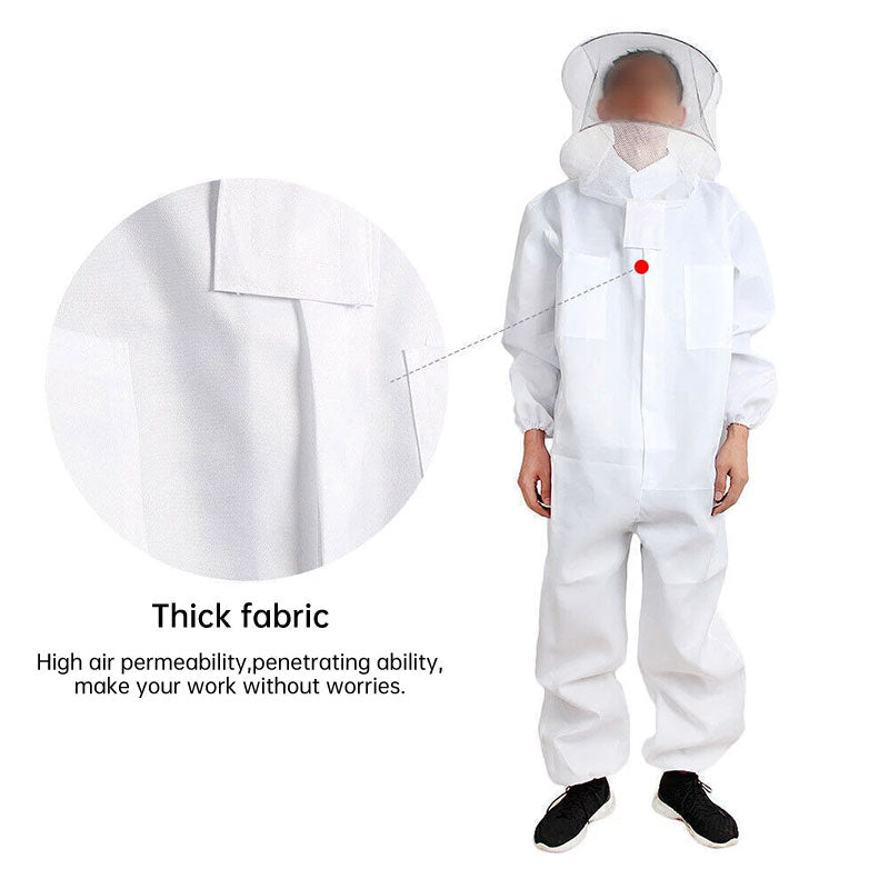 Bee Suit Professional Beekeeping, Anti-Bee Ventilated Full Body Suit with Veil Hat, Elastic Cuffs Beekeeper Protective Wear
