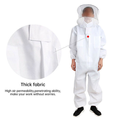 Bee Suit Professional Beekeeping, Anti-Bee Ventilated Full Body Suit with Veil Hat, Elastic Cuffs Beekeeper Protective Wear