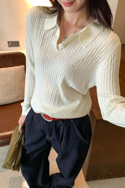 High-Neck Knit Sweater for Women, Slim Fit, Long Sleeve