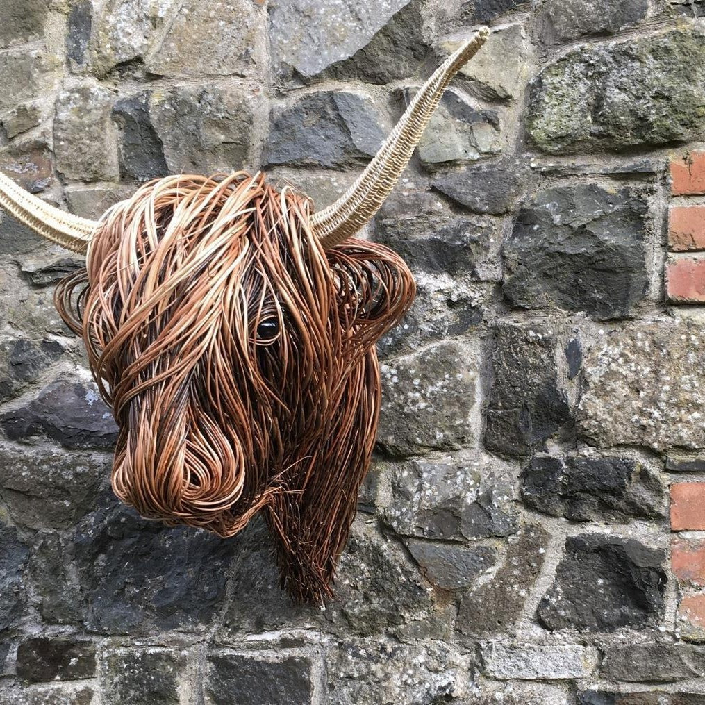 woven willow highland low resin highland trophy head home decor ornament handmade