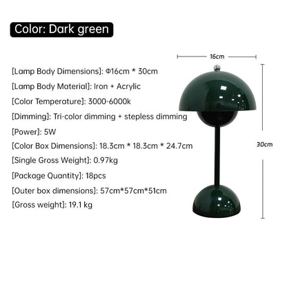 Nordic Mushroom Night Light, Rechargeable Touch LED Lamp for Home Decor, Bedroom, Desk, Wedding Decorations