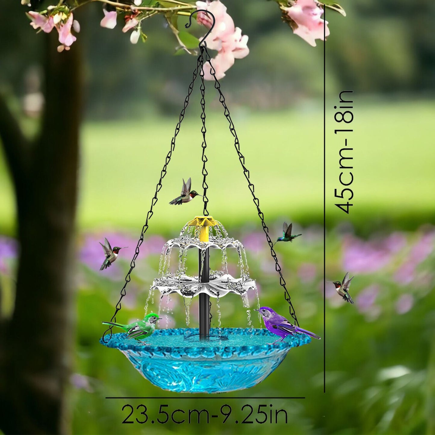 Solar Cascade Hanging Bird Bath Fountain