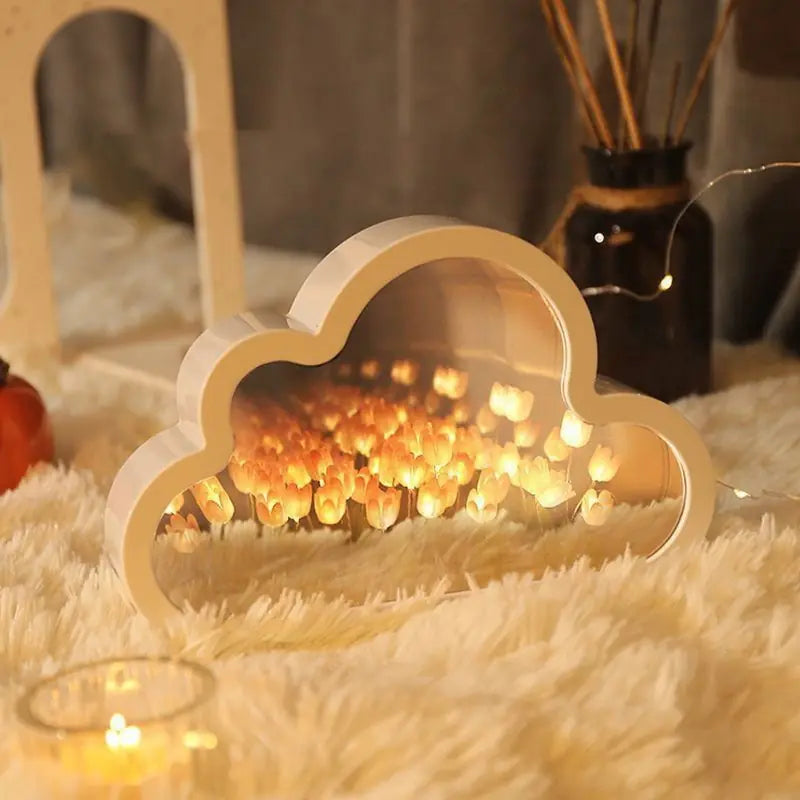 Handmade Cloud Tulip Mirror Night Light