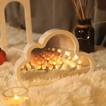 Handmade Cloud Tulip Mirror Night Light