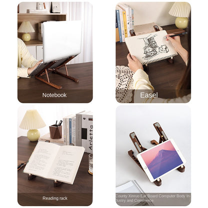 Laptop Stand Desktop Riser Elevated Ventilated Base Vertical Creative Storage Wooden Shelf