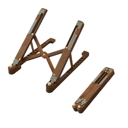 Laptop Stand Desktop Riser Elevated Ventilated Base Vertical Creative Storage Wooden Shelf