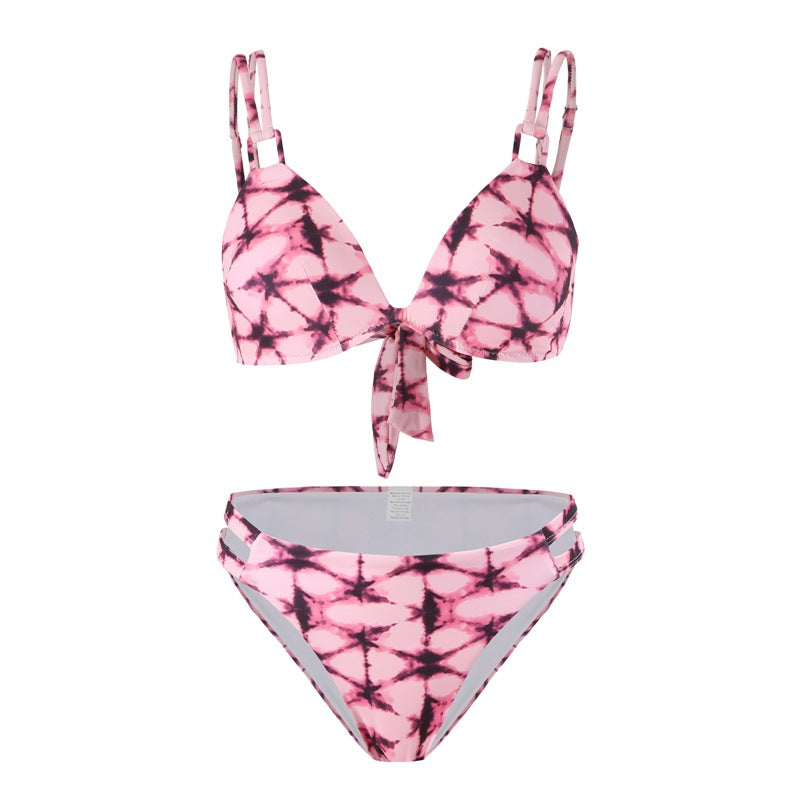 New Style Bikini Three-Piece Set Mesh Printed Long Pants Swimwear Factory Direct Wholesale