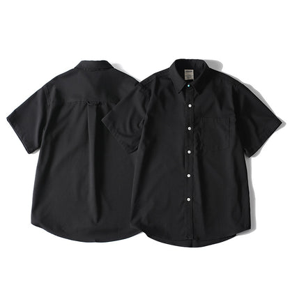 Color Short Sleeve Shirt for Men, Retro Loose Fit Button-Up Casual Blouse