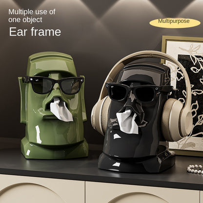 Creative Gypsum Tissue Box Multi-functional Living Room Entryway Easter Statue Bedroom Desk Headphone Stand