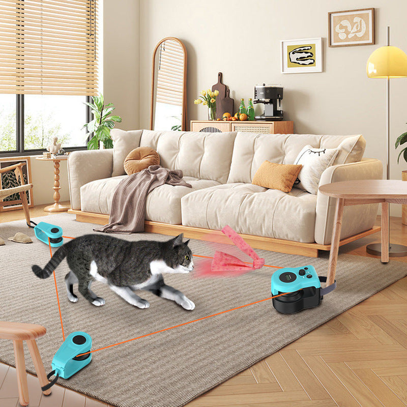 Automatic/Remote Control Cat Toys, Interactive Cat Exercise Wheel with Adjustable Speed, Simulated Hunting Toy for Indoor Cats