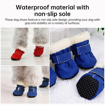 Small Dog Winter Boots, Waterproof Anti-Skid Paw Protectors for Chihuahua Teddy Puppy