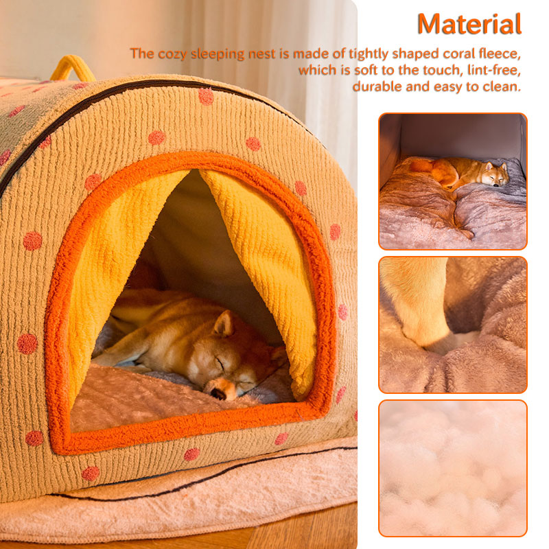 Multifunctional Pet House: Heated Winter Tent Bed for Cats & Large Dogs with Storage Drawers & Washable Cushion