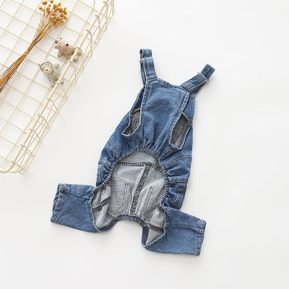 Washed Denim Comfortable Stretchy Jeans Pet Overalls