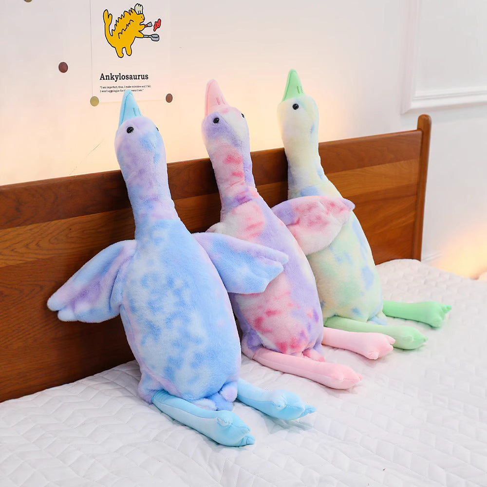 Colorful Goose Plush Pillow Long Body Sleeping Stuffed Animal Soft Toy Doll Pillow Birthday Gift