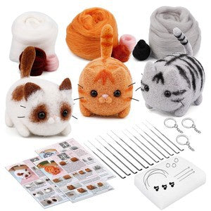 Wool felt poke poke le handmade DIY material bag cat and dog series set animal felt