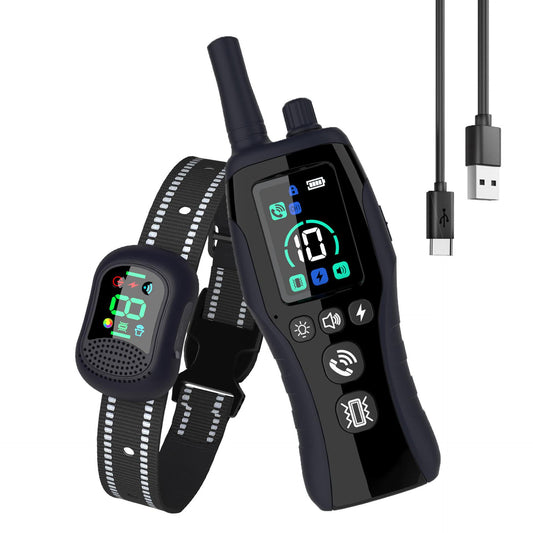 Colour screen 2000m remote-controlled static dog trainer anti-bark device