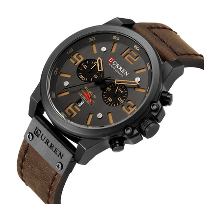 Men's Watch Sports Six Pin Quartz Watch Calendar Men's Watch Waterproof Belt Watch