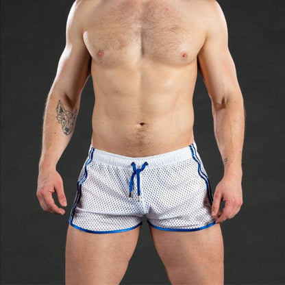 Fitness Fashion Mesh Muscle Training Shorts Men Quick-Dry Breathable Lightweight 3/4 Pants Beach Summer Style