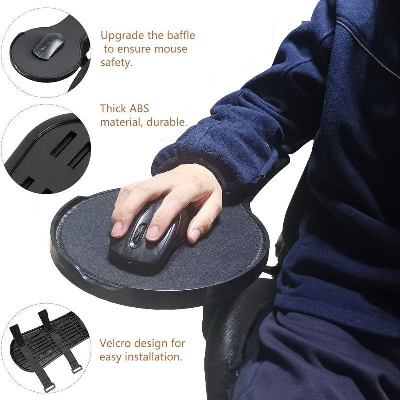 Larger Computer Arm Rest Support with Mouse Barrier and Wrist Pad, Suitable for Most Chair Arms