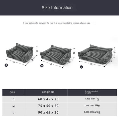 Pet Sofa with Removable Washable Cover, All-Season Pet Mattress with Rabbit Fur Plush Dog Bed