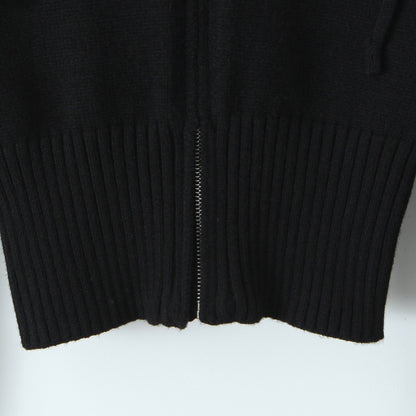 Elastic slim fit drawstring hooded zipper top