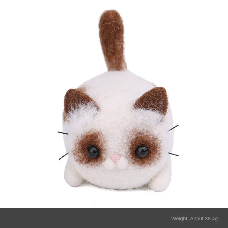 Wool felt poke poke le handmade DIY material bag cat and dog series set animal felt